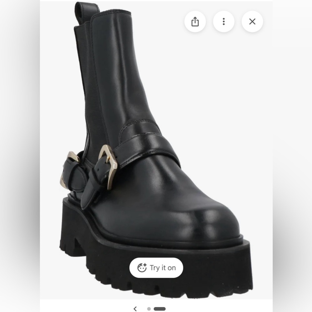 Sandro Black Ankle Boots with Gold Buckles